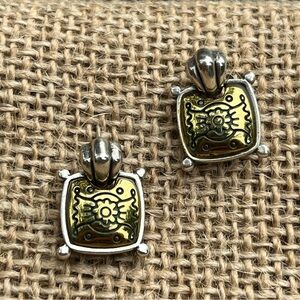 Brighton Nicky Gold Silver plated Etched scrolled earrings